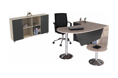 Wela Krom Flanş Ayaklı Ofis Takımı 180cm - Ofis Takımları