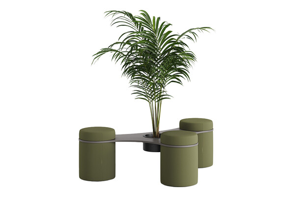 enga ahşap detaylı üçlü puf