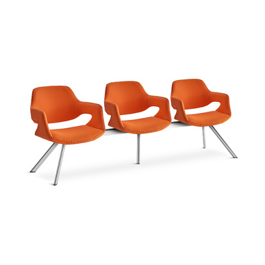 Wick Krom Ayak Modern Üçlü Bekleme Koltuğu - Üçlü Bekleme Koltukları