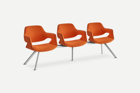 Wick Krom Ayak Modern Üçlü Bekleme Koltuğu