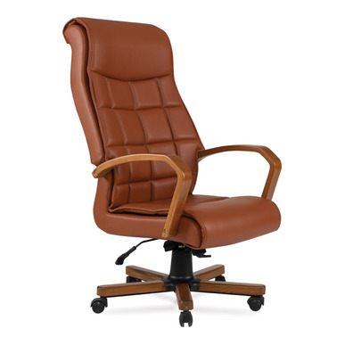 matin deri dikişli tasarım makam koltuğu - küçük detay görsel 2