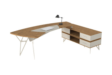 Coral Plus Etajerli Ofis Masası 265cm - küçük detay görsel 2 - Yönetici Masaları