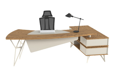 Coral Plus Sol Etajerli Makam Masası 265cm - Yönetici Masaları