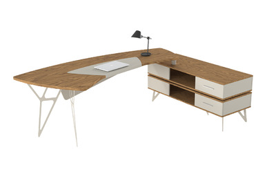 Coral Plus Sol Etajerli Makam Masası 265cm - küçük detay görsel 2 - Yönetici Masaları