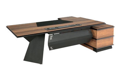 gelade etajerli ahşap yönetici masası