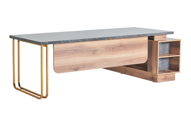 marcelin etajerli metal ayaklı yönetici masası