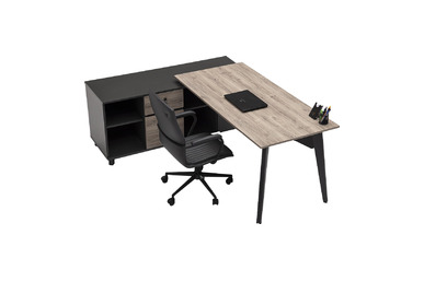 Panaweplus Raf Detaylı Etajerli Yönetici Masası 205cm - küçük detay görsel 2 - Yönetici Masaları