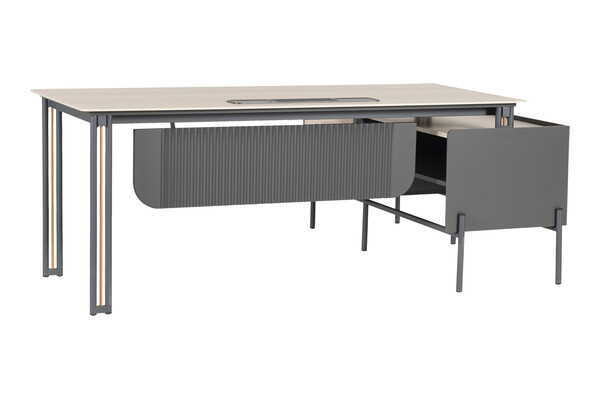 pather çift renk metal ayaklı yönetici masası 220cm