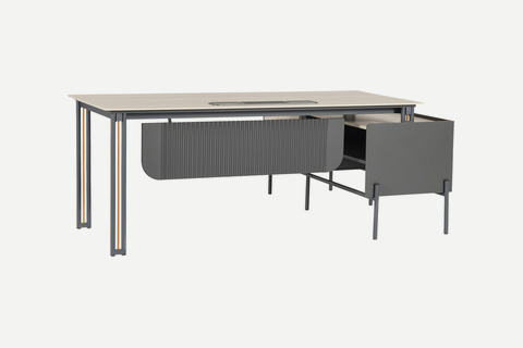 Pather Çift Renk Metal Ayaklı Yönetici Masası 220cm