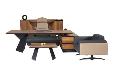 gelade etajerli ahşap yönetici takımı - küçük detay görsel 2