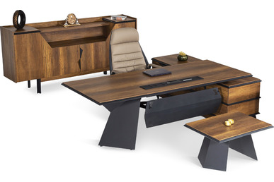 gelade etajerli ahşap yönetici takımı