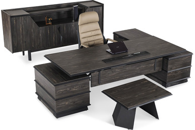 geladenil dekoratif etajerli yönetici takımı