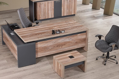 Larissa Etajerli Yönetici Takımı 200cm - küçük detay görsel 2 - Yönetici Takımları