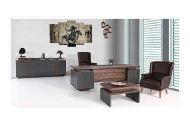 Makron Sümenli Etajerli Yönetici Ofis Takımı - Yönetici Takımları