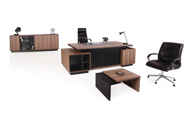 Ramsay Raf Detaylı Etajerli Makam Takımı 260cm - Yönetici Takımları