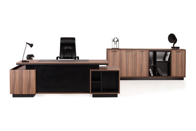 Ramsay Raf Detaylı Etajerli Makam Takımı 260cm - küçük detay görsel 2 - Yönetici Takımları