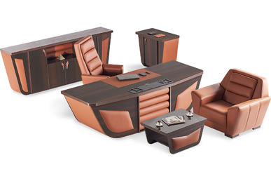 selora deri detaylı yönetici mobilya takımı