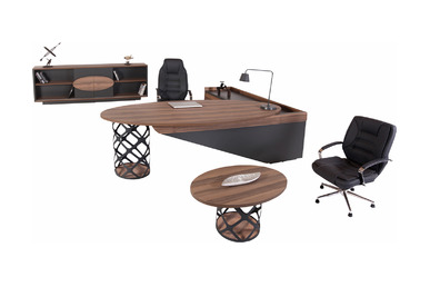 Yoros Dekoratif Metal Ayaklı Makam Takımı 260cm - küçük detay görsel 2 - Yönetici Takımları